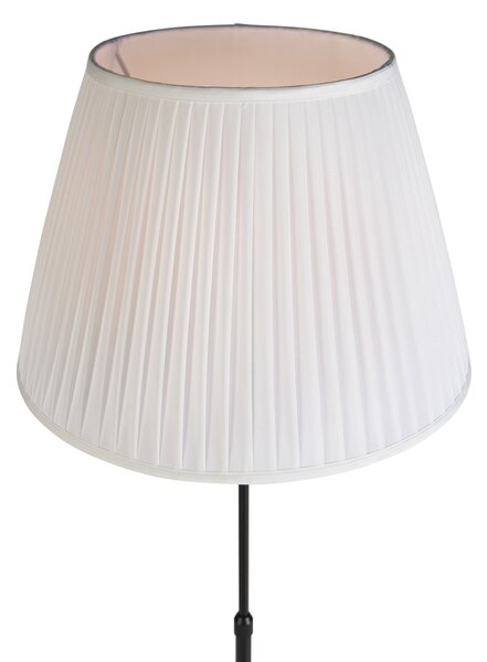 Lampa stojąca czarna z plisowanym abażurem kremowym 45 cm regulowana - Parte