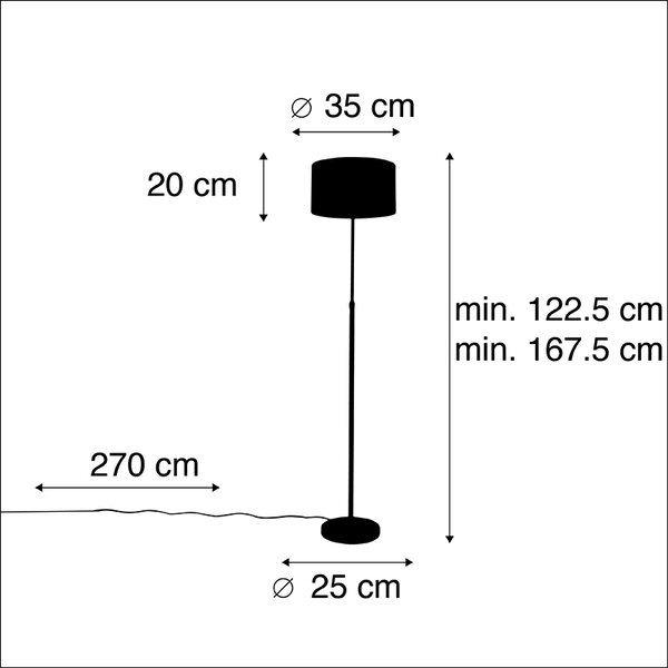 Lampa stojąca czarna z abażurem z aksamitu zielonego ze złotem 35 cm - Parte