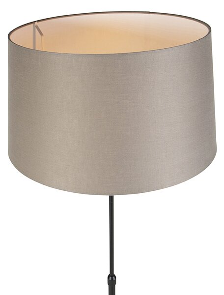 Lampa podłogowa czarna z abażurem z lnu w kolorze taupe 45 cm regulowana - Parte