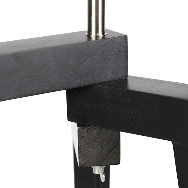 Lampa podłogowa trójnóg czarna z abażurem w kolorze taupe i złotem 50 cm - Puros