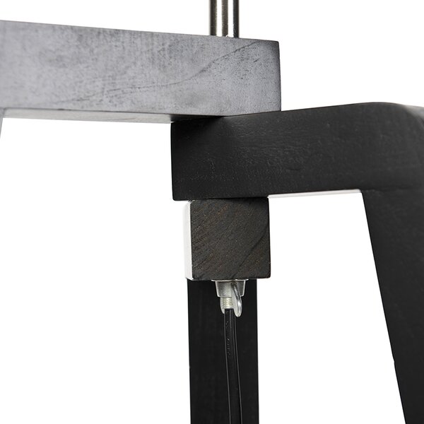 Lampa podłogowa trójnóg czarna z niebieskim kloszem i złotem 50 cm - Puros