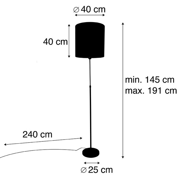 Lampa stojąca z czarnym abażurem w wzór pawia, czerwona 40 cm - Parte