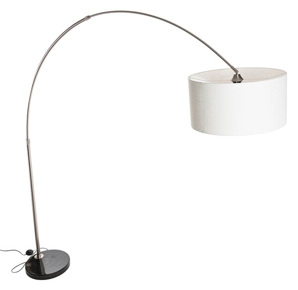Stalowa lampa łukowa z białym abażurem 50 cm - XXL