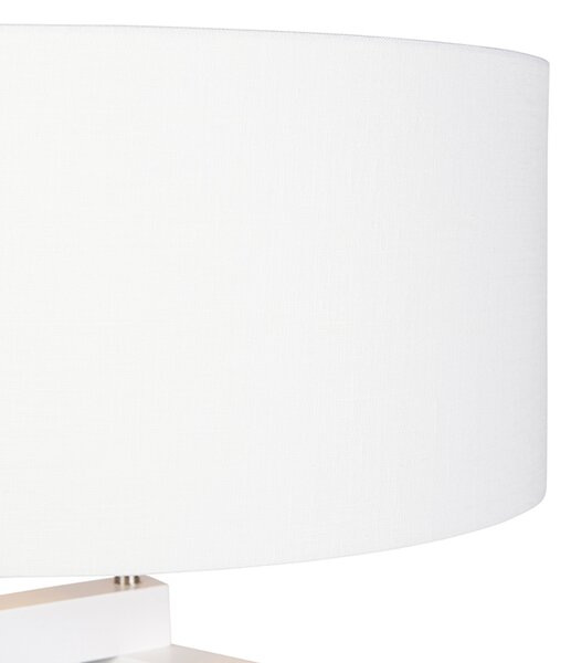 Lampa podłogowa statywowa biała drewno z białym kloszem 50 cm - Puros