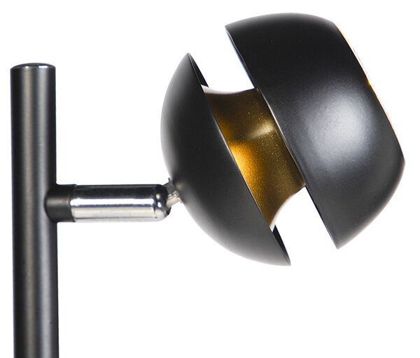 Nowoczesna lampa stojąca 3-punktowa czarna ze złotym wnętrzem - Buell Deluxe