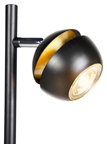 Nowoczesna lampa stojąca 3-punktowa czarna ze złotym wnętrzem - Buell Deluxe