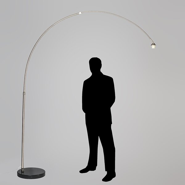 Nowoczesna lampa łukowa stal z podstawą z marmuru - XXL