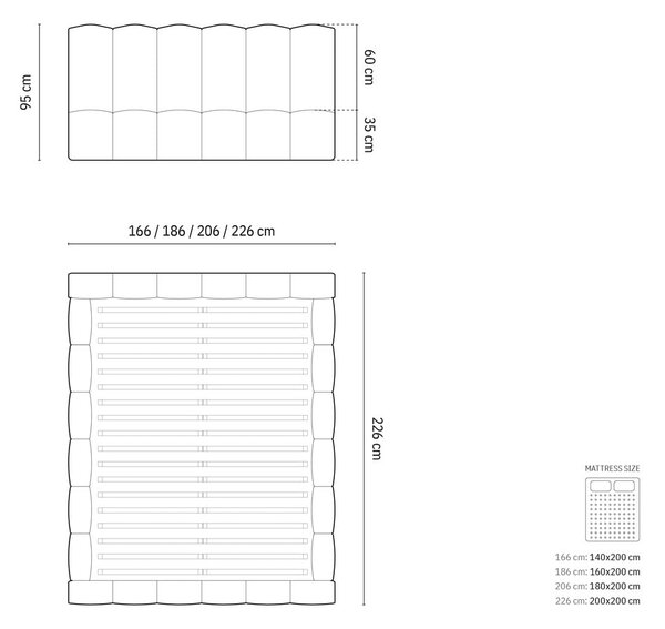 Różowe tapicerowane łóżko dwuosobowe ze schowkiem i stelażem 160x200 cm Lupine – Micadoni