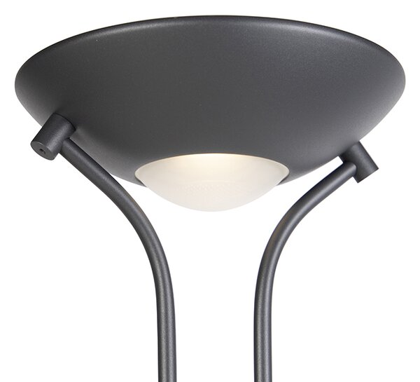 Lampa stojąca czarna z lampką do czytania, w tym LED i ściemniacz - Diva 2