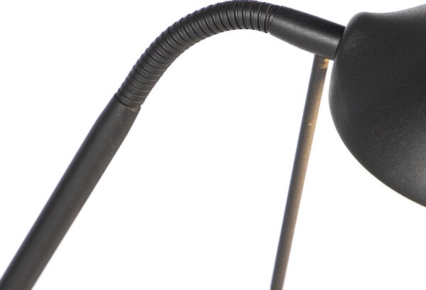 Lampa stojąca czarna z lampką do czytania, w tym LED i ściemniacz - Diva 2