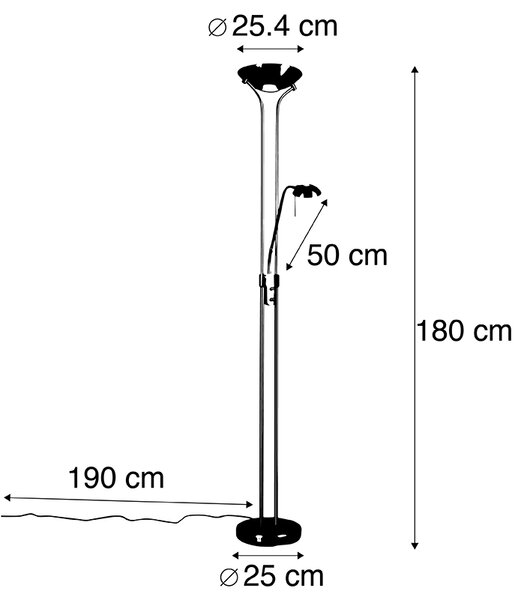 Lampa stojąca złota z lampką do czytania, w tym LED i ściemniacz - Diva 2