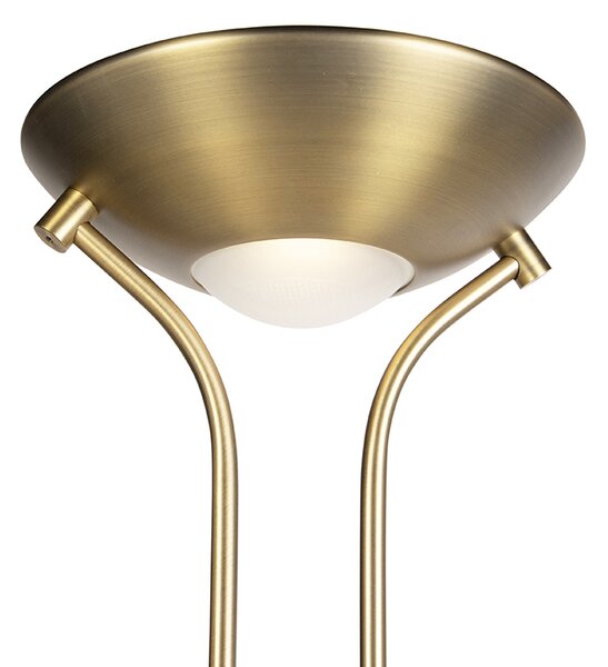 Brązowa lampa podłogowa z lampką do czytania z diodą LED i ściemniaczem - Diva 2