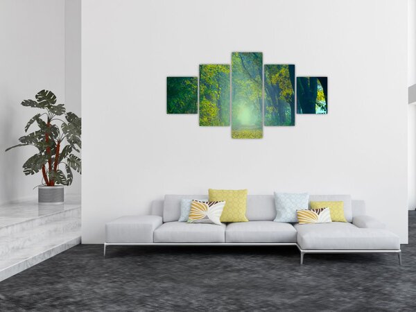 Obraz drogi wysadzanej drzewami (125x70 cm)