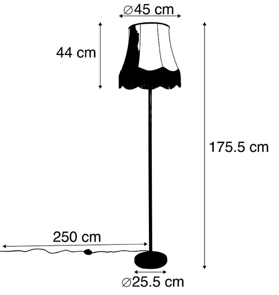 Klasyczna lampa stojąca czarna z abażurem Granny B szary - Simplo