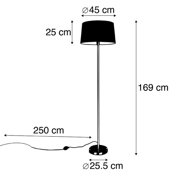 Nowoczesna lampa stojąca czarna z czarnym kloszem 45 cm - Simplo