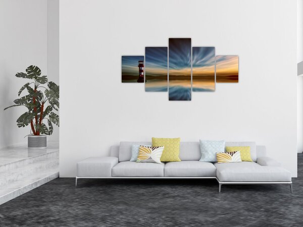 Obraz latarni morskiej na morzu (125x70 cm)