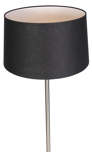 Nowoczesna lampa podłogowa stalowa z czarnym kloszem 45 cm - Simplo