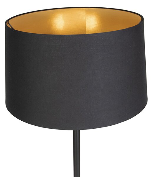 Nowoczesna lampa stojąca czarna z czarnym kloszem 45 cm - Simplo