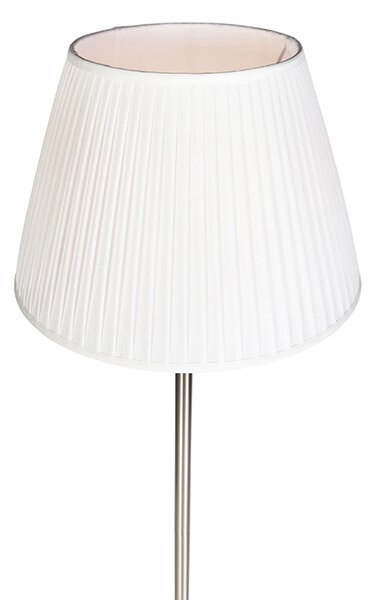 Nowoczesna lampa podłogowa stalowa z białym plisowanym abażurem 45 cm - Simplo