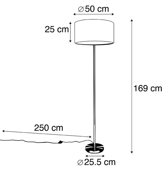 Lampa podłogowa stalowa z różowym kloszem 50 cm - Simplo