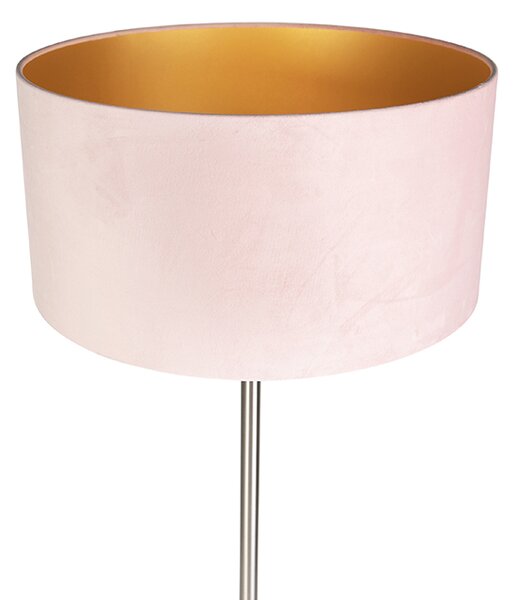 Lampa podłogowa stalowa z różowym kloszem 50 cm - Simplo