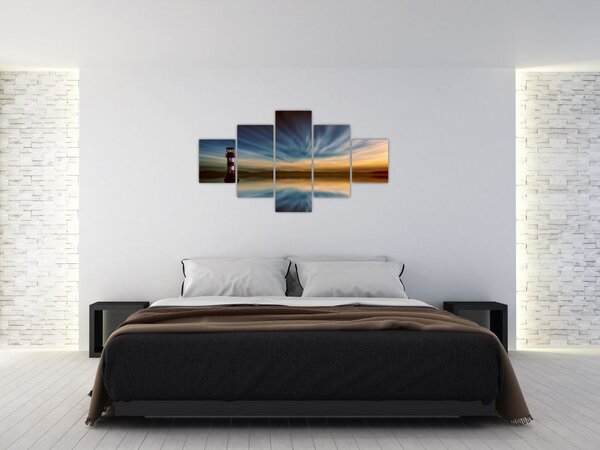 Obraz latarni morskiej na morzu (125x70 cm)