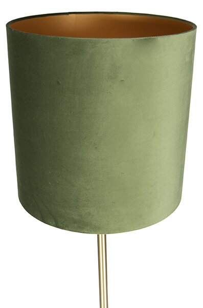 Lampa podłogowa Botaniczna mosiądz z zielonym abażurem 40 cm - Simplo