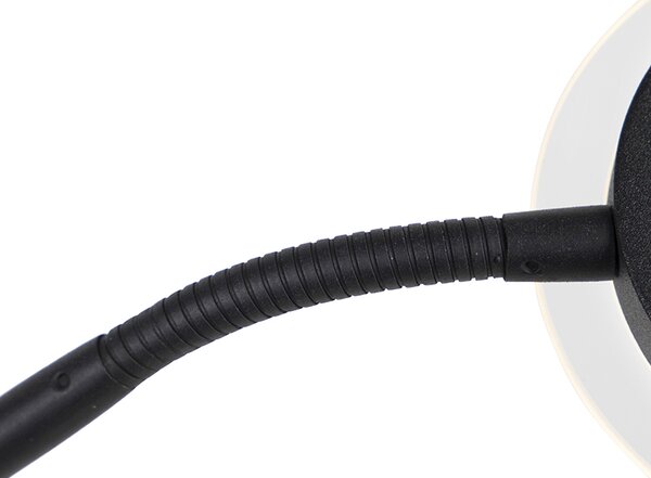 Nowoczesna lampa stojąca czarna w tym LED z ramieniem do czytania - Divine