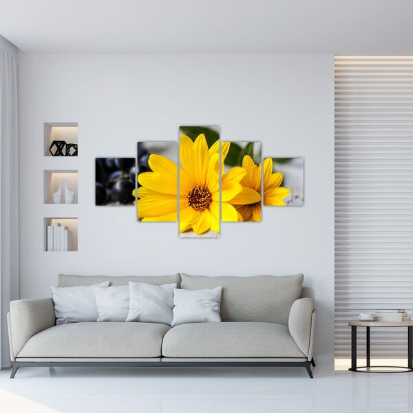 Obraz żółtych kwiatów (125x70 cm)