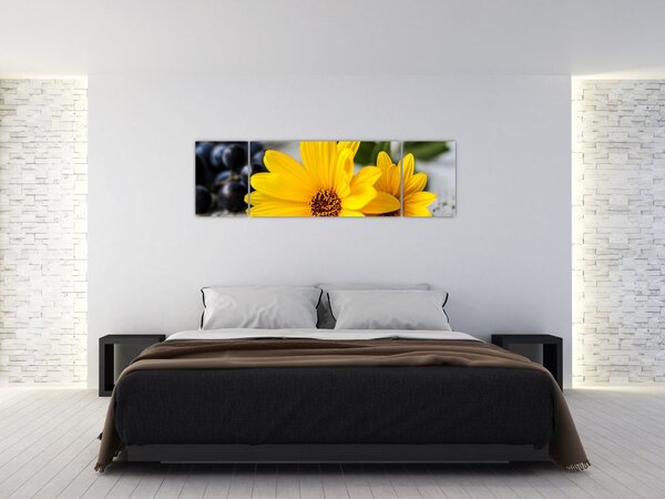 Obraz żółtych kwiatów (170x50 cm)