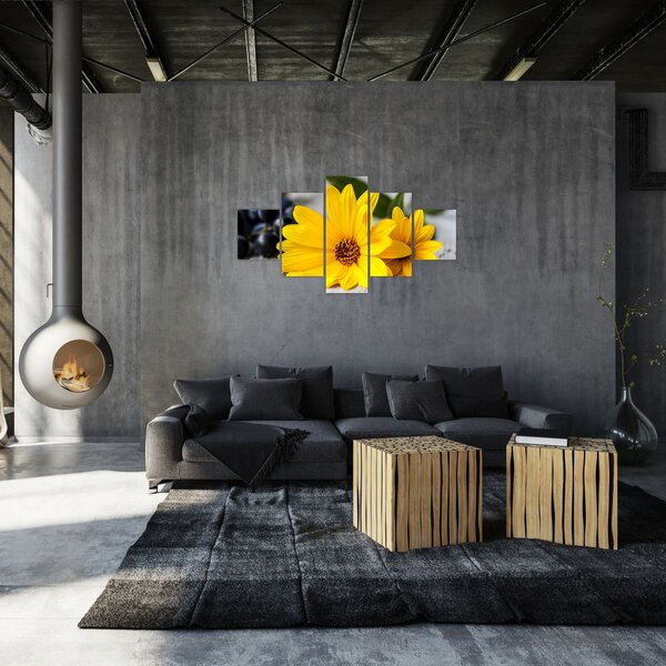 Obraz żółtych kwiatów (125x70 cm)