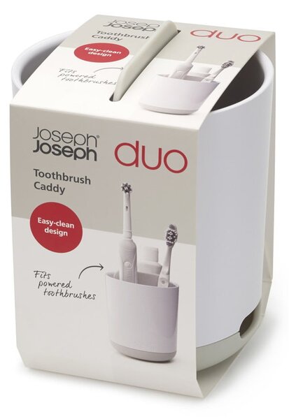 Biały plastikowy kubek na szczoteczki do zębów Duo – Joseph Joseph