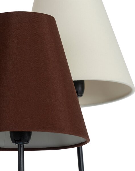 Designerska lampa podłogowa czarna z abażurami z tkaniny 5-światłowa - Melis