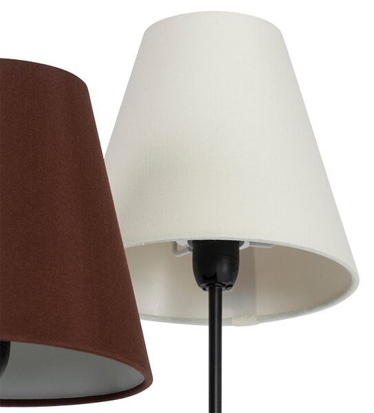 Designerska lampa podłogowa czarna z abażurami z tkaniny 5-światłowa - Melis