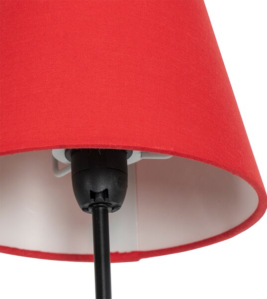 Designerska lampa podłogowa czarna z abażurami z tkaniny 5-światłowa - Melis