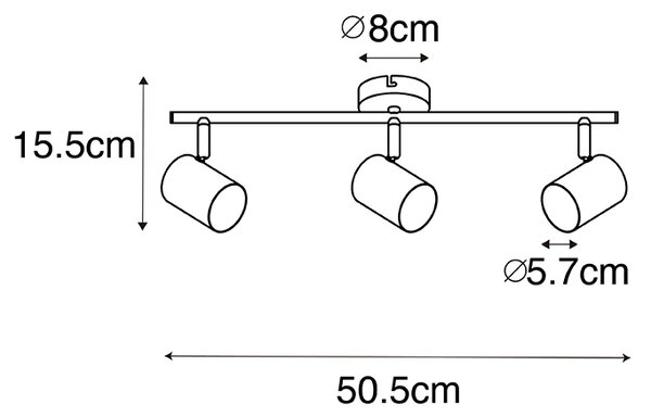 Nowoczesna lampa sufitowa stalowa 3-punktowa regulowana - Jeana