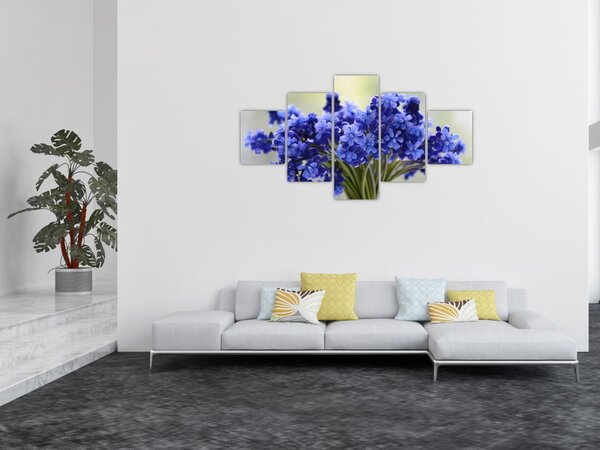 Obraz bukietu niebieskich kwiatów (125x70 cm)