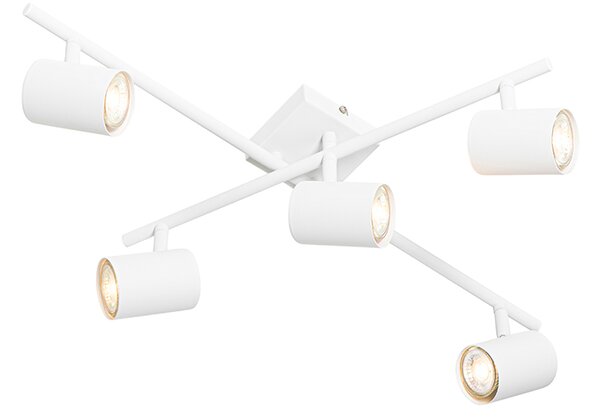 Nowoczesna lampa sufitowa biała 5-światłowa regulowana kwadratowa - Jeana