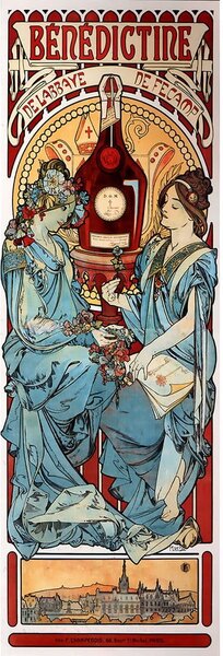 Obraz – reprodukcja 30x90 cm Benedictine, Alfons Mucha – Fedkolor