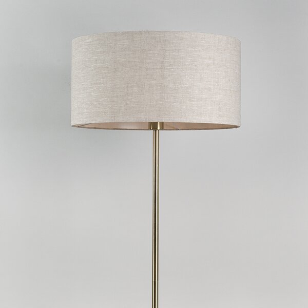 Lampa stojąca mosiądz z szarym kloszem 50 cm - Kaso