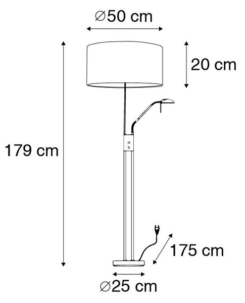 Lampa podłogowa ze stali i biała z regulowanym ramieniem do czytania - Luxor
