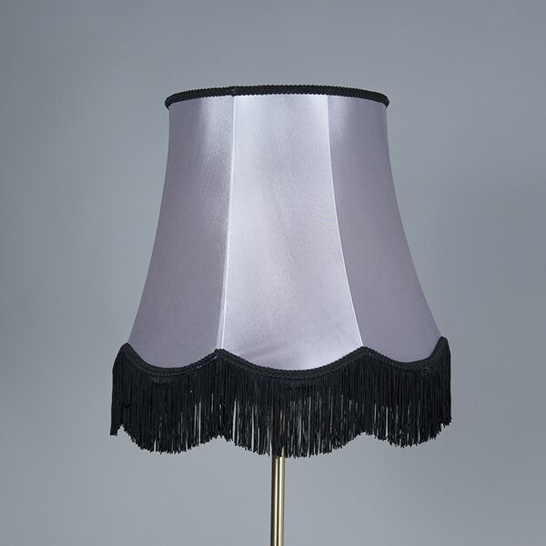 Lampa podłogowa mosiężna z kloszem babci czarno-szarym 45 cm - Kaso