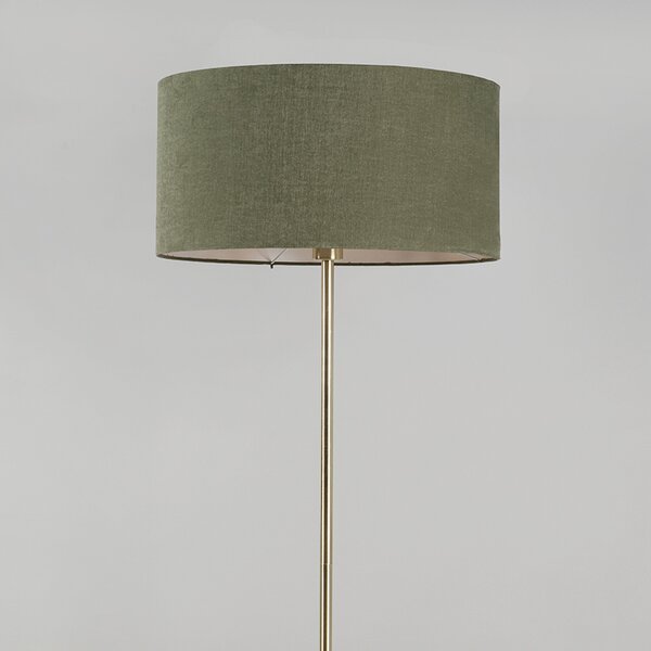 Lampa stojąca mosiężna z zielonym kloszem 50 cm - Kaso