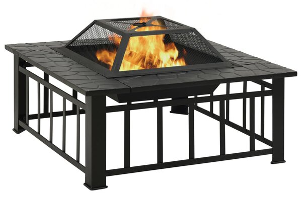 Ogrodowe palenisko z pogrzebaczem, 81x81x47 cm, XXL, stal