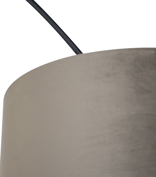 Lampa łukowa czarny klosz welurowy taupe ze złotem 50 cm - XXL