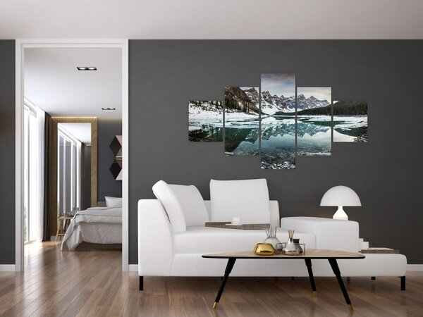 Obraz - jezioro zimą (125x70 cm)
