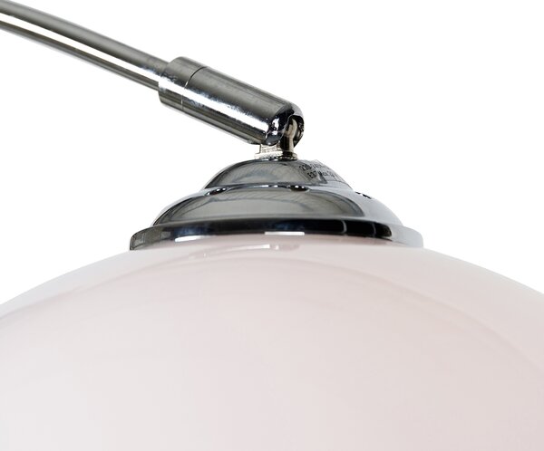 Nowoczesna lampa łukowa chromowana z białym kloszem - Arc Basic
