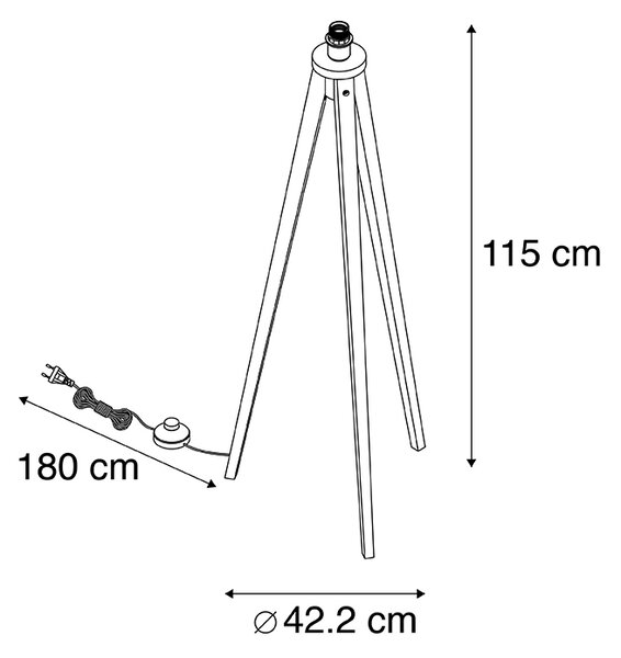 Rustykalna lampa podłogowa statyw czarna - Tripod Classic