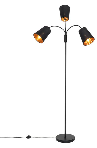 Nowoczesna lampa podłogowa czarna 3-światłowa - Carmen