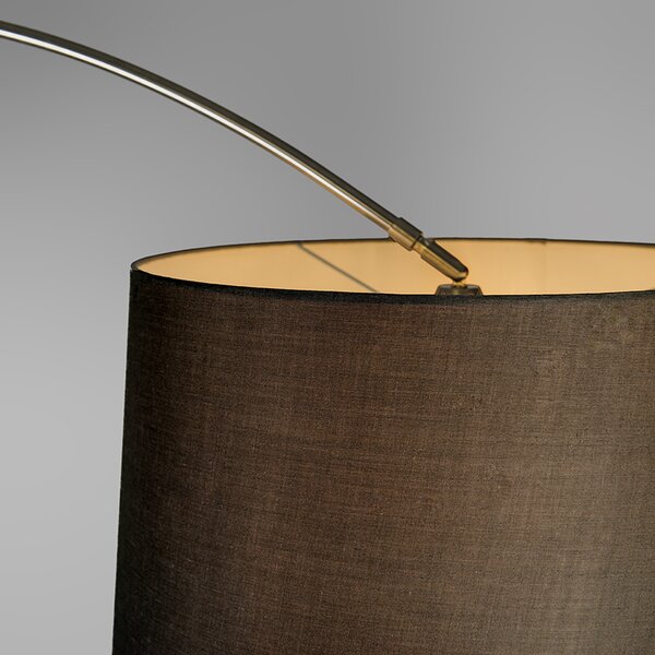 Lampa łukowa stalowy klosz z tkaniny czarny 45 cm - XXL